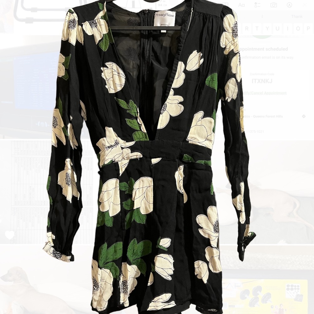 Privacy Please Floral Romper Black Small